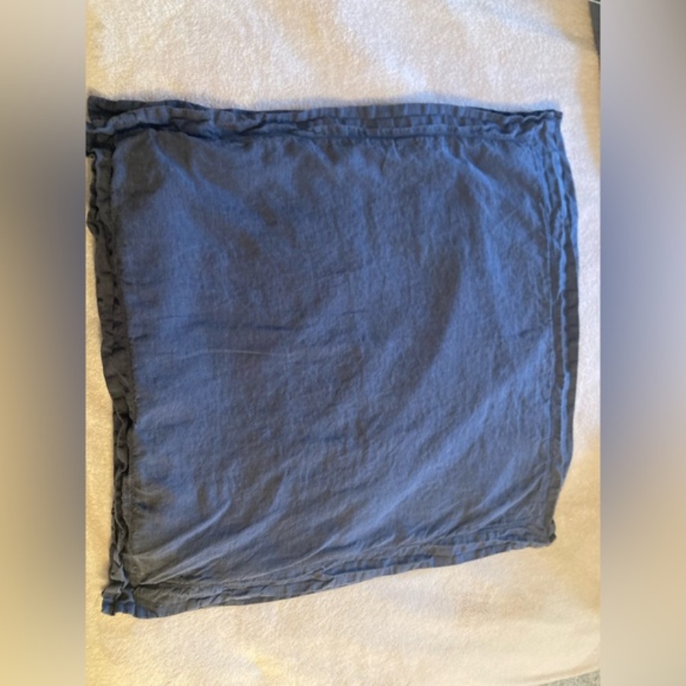 Pottery Barn Blue Gray 100% Linen Hemstitch Euro Pillow Shams Set of 2 26x26